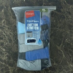 Hanes Cotton Stretch Boxer Briefs Pack - Gray, Light Blue & Royal Blue